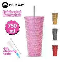 ราคา ถ้วยน้ำเย็นสแตนเลส PISUZ WAY ความจุ 750ML ตกแต่งด้วยเพชรแบบพกพา ขวดน้ำร้อนสองชั้น แก้ว แก้ว เก็บ ความ เย็น ติด เพชร แท้ ของ สตาร์บัค (1732462922307241230)