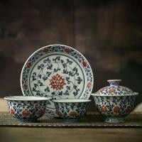 ราคา ชุดชามชาเซรามิกสีน้ำเงินและขาวของจิงเต๋อเจิ้น ชามชาสามความสามารถห่อโลตัส พร้อมกล่องของขวัญลอย สวยๆ น้ํา แก้ว เซ็ท (1733715233617839578)