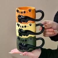 ราคา Cat Stacking Cup Creative Mug Drinking Cup for Guests Home Use with Handle Ceramic Coffee Cup bottles ชา แก้ว เซรามิค น้ําสแตนเลส เก็บความเย็น เก็บ ความ ร้อน แก้วเก็บความเย็น สแต (1733683201341424890)