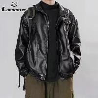 ราคา เสื้อแจ็คเก็ตหนังผู้ชาย Lansboter เสื้อสเวตเตอร์ แจ็คเก็ต เสื้อโค้ทผู้ชาย หนังวัว คอปกตั้ง ขนาดใหญ่ ดีไซน์เรียบง่ายคลาสสิก เสื้อแจ็คเก็ตหนังผู้ชาย ไบค์เกอร์ แจ็คเก็ตหนัง สีดำ (1733575676885435500)