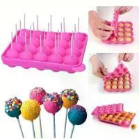 ราคา 20-Cavity Silicone Lollipop Mold with 20 Sticks - Perfect for Cake Pops, Chocolate & Candy Baking, Chocolate Molds (1733581280651412659)