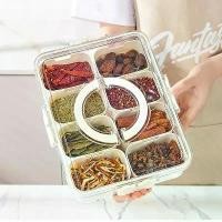 ราคา Divided Plate with Lid, Food Storage Box, Snack Box, 4/8 Grid Snack Box, Fruit Storage Box for Refrigerator, Vegetable, Fruit (1733208037784127432)
