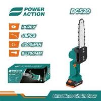 ราคา Power Action เลื่อยโซ่ไร้สาย เลื่อย 8 นิ้ว เลื่อยตัดกิ่งไฟฟ้า เลื่อยโซ่ เลื่อยโซ่เลื่อยไฟฟ้า เลื่อยแบตเตอรี่ รุ่น BCS20 (1733646786111112605)