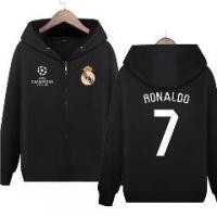 ราคา Real Madrid Champions League Hoodie Men C Ronaldo No. 7 Fans Youth Football Jacket Zipper Cardigan Fleece Warm Hoodie (1733565820124890995)