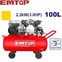 ราคา EMTOP ปั๊มลม ความจุถังลม 100 ลิตร ( Air compressor ) แรง 3HP รุ่น EACPB30103 - ถูกสุด (1733500736529597747)