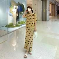 ราคา Korean Summer Retro Style Round-Neck Polka Dot Short-Sleeve Knit Top + High-Waisted Pencil Skirt Two-Piece Set (1733584761751110901)
