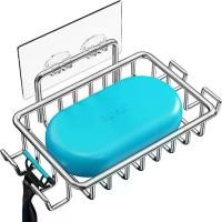 ราคา Nieifi Bar Soap Holder for Shower Wall with 4 Hooks, Stainless Steel Adhesive Soap Dish for Bathroom, Silver (1733636380048655660)
