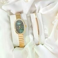 ราคา นาฬิกาควอตซ์สายเหล็กวงรีแฟชั่นเฉพาะกลุ่ม + ชุดสร้อยข้อมือ นาฬิกา Jam Tangan นาฬิกาสแตนเลสแท้ แฟชั่นราคาถูก นาฬิกาข้อมือสบายๆ (1734132211875415713)