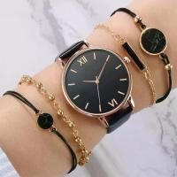 ราคา ชุดนาฬิกาข้อมือสไตล์อินเทรนด์ใหม่ นาฬิกาควอตซ์สำหรับผู้หญิง สาย PU ดีไซน์ทันสมัย มาพร้อมสร้อยข้อมือ Watch Jam Tangan Watches Perempuan Wanita Ladies Original Stainless Murah Fashion Wrist Casual (1734