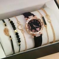 ราคา นาฬิกาควอตซ์สายหนังหน้าปัดประดับเพชรสำหรับผู้หญิงใหม่ ชุดสร้อยข้อมือลูกปัด 6 ชิ้น/ชุด นาฬิกา Jam Tangan นาฬิกาสแตนเลสแท้ แฟชั่นราคาถูก นาฬิกาข้อมือสบายๆ (1734132211686082481)
