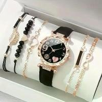 ราคา นาฬิกาควอตซ์สายหนัง PU หน้าปัดประดับเพชรสำหรับผู้หญิง ชุดสร้อยข้อมือนาฬิกา Jam Tangan นาฬิกาสแตนเลสแท้ แฟชั่นราคาถูก นาฬิกาข้อมือสบายๆ (1734132212217513905)