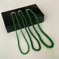 ราคา National Style New Chinese Style Green Agate Beaded Necklace for Women Fresh and Brightening Simple and Unique Personality Choker Chain (1734285159858931302)