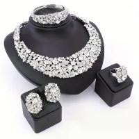 ราคา Women Party Bridal Rhinestone Butterfly Jewelry Sets for Wedding Party Dinner Dress Necklace Earring Bangle Ring Jewelry Sets part 2 orange cat bracelet bacary (1734032503085238105)
