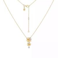 ราคา Lucky Clover สร้อยคอพร้อมจี้เงินชุบทองคำ 23K ประดับ CZ ดีไซน์ใบโคลเวอร์ 4 แฉกระย้า ยาว 16 นิ้ว (1730026199333440030)