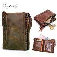 ราคา CONTACT'S Genuine Crazy HorseคนหนังCowhideกระเป๋าสตางค์สั้นกระเป๋าใส่เหรียญขนาดเล็กกระเป๋าสตางค์วินเทจยี่ห้อคุณภาพสูงDesigner (1734322373855577381)