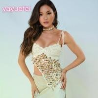 ราคา Women's SummerKnit Camisole Tie-up Spaghetti Strap V-Neck Split Hem Cutout Sequin Tank Tops Streetwear (1733955431698236858)