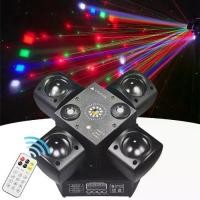 ราคา 4 แขน Mini Moving Head DJ Light 48W Cabezas LED Disco Light MX512 Beam Strobe Effect RGBW Party Night Club Stage Light (พร้อมรีโมทคอนโทรล) (1733811891664094822)