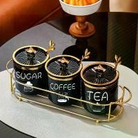 ราคา 1 Set (1 Rack 3 Jars 3 Spoons) Plastic Sugar Jar Candy Jar Food Storage Jar Food Jar Storage Jar Decorative Jar Sealed Jar Living Room Dining Room Kitchen Tray Tableware Storage (1733680636343780770)