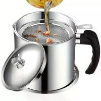 ราคา Stainless Steel Kitchen Grease Container with Filter Net - Easy Pour Handle, PVC-Free Cooking Oil Storage Jar, Essential Kitchen Accessory, Round Shape, Essential Oil Container | (1733615942344213683)
