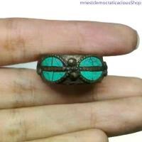 ราคา แหวนหินเทอร์ควอยส์ แหวนทองเหลือง ขนาด 59 Rare Unique Turquoise Ring Brass Size 59 or 9US Jewelry Vintage Ethnic Art ขายดี แหวนหางช้างลงยา แหวนคู่ ฟอสบุ๊ค (1733615374033586039)