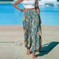 ราคา Summer Vacation Style Bohemian Tropical Print Loose Lantern Pants Comfortable Versatile Long Pants (1733176654007142137)