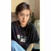 ราคา 2025 New Korean Style Letter Print Short Sleeve T-Shirt for Women Summer Design Sense Casual Loose Oversized Black Top (1733708418268169845)