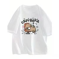 ราคา Cartoon print design pure cotton short-sleeved T-shirt for boys heavy loose short-sleeved summer American hip-hop T-shirt couple tops trendy brand T-shirt (1733897316159293085)