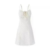 ราคา Plus Size Polka Dot Print Sleeveless Short Dress French Square Neck Slim Mini Dress Promise (1733925817687573992)