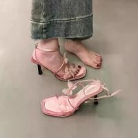 ราคา 2025 New Superb Butterfly Flower Fairy One-Strap Open-Toe Stiletto High Heels! White high-heeled sandals for women in summer (1733703579398932137)
