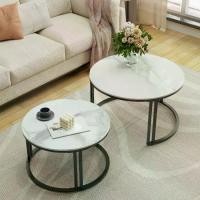 ราคา โต๊ะกาแฟ 2 ชิ้น โต๊ะกลางหินอ่อน กลม โต๊ะกาแฟสวยๆ กลม โต๊ะกลางหินอ่อน Marble Coffee Table จริง ลายหินอ่อน หินอ่อน โต๊ะกลางโซฟา Real Sintered Stone Marble Table Nesting Table (1734384039144490855)