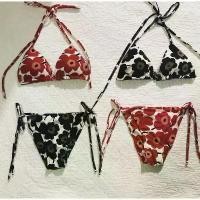 ราคา New flowery printed triangle bra with tie side bikini/ set (1733828757989918091)