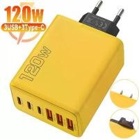ราคา USB C Charger 120W 3 USB 3 Type-C Fast Charger 6 Ports Fast Charge Wall Adapter for iPhone Samsung Xiaomi Oneplus Smartphones (1733882882249426206)