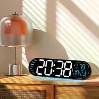 ราคา 42.93 Mjcolorone Digital Wall Clock, with RGB Color Conversion Remote Control, USB Power Supply, Large Display Screen, Automatic DST, Date and Week Display, Temperature Display, (1733676794727990662)