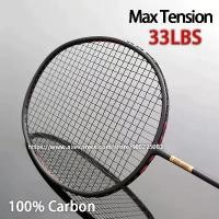 ราคา 【COD】 Professional Shock Absorption Max Tension 33LBS Full Carbon Fiber Badminton Rackets With Bags Strings Ultralight 4U 82G Racquet (1734164289067910496)
