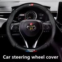 ราคา Toyota GR Car Steering Wheel Cover Carbon Fiber Protection For Toyota Wigo Vios Rush Innova Hilux Raize Avanza Fortuner HiAce Yaris Corolla Altis Agya Veloz RAV4 Camry Prius 3D Printing Logo (17338824