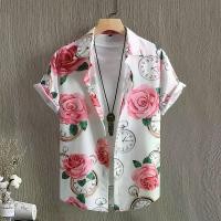 ราคา เสื้อเชิ้ตฤดูร้อน, เสื้อผ้าผู้ชาย, แขนสั้น, สไตล์ลำลอง, เสื้อเชิ้ตติดกระดุมสำหรับผู้ชาย, พิมพ์ลายดอกกุหลาบ, แฟชั่น, เสื้อเบลาส์ (1734283300874979267)