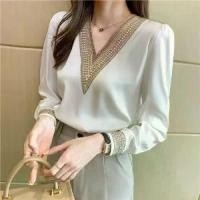 ราคา เสื้อเบลาส์ผู้หญิง สไตล์เกาหลี ทรงหลวม แขนยาว เสื้อเชิ้ตผู้หญิง แขนยาว มาใหม่ พร้อมสต็อก ท็อปส์ซู เสื้อเบลาส์ (1732768604152432146)