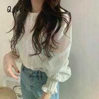 ราคา เดรส เสื้อเบลาส์ เสื้อคอปก ลูกไม้ สำหรับผู้หญิง แขนยาว สีพื้น ทรงหลวม แฟชั่น (1730963380772702239)