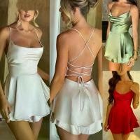 ราคา ชุดจั๊มสูท Cami สำหรับผู้หญิง สีพื้น คอปก แขนกุด จั๊มสูทขาสั้น เหมาะสำหรับฤดูร้อน มีสายผูกไขว้ สไตล์เปลือยหลัง ชุดคลับ (1730187288679188713)