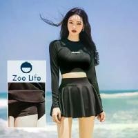 ราคา ชุดว่ายน้ำทูพีช ชุดว่ายน้ำสีดำแขนยาว Bikini บิกินี่ ชุดว่ายแฟชั่นน่ารักๆ ชุดเดินชายหาด (1732840048610215412)