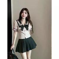 ราคา ชุดกะลาสีทหารเรือ；ชุดสูทสไตล์กระโหลก, ชุดฤดูร้อนของผู้หญิง, เครื่องแบบ JK ญี่ปุ่น, เสื้อคอปกกะลาสี, การออกแบบโบว์, ดูอ่อนเยาว์, ชุดสองชิ้น, เสื้อผ้าผู้หญิง, เครื่องแบบกะลาสี (1730549272814128044)