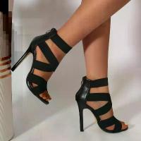 ราคา รองเท้าแตะผู้หญิงแบบเปิดส้น สไตล์กลาดิเอเตอร์ สีดำ เซ็กซี่ รองเท้าส้นสูง สายหนาด้านหลัง มีซิป รองเท้าส้นเตี้ย สีพื้น (1734044733370763076)