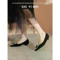 ราคา รองเท้าส้นเตี้ยสีดำ รองเท้าส้นสูงหัวแหลม รองเท้าหนังนิ่ม รองเท้าสวมแบบสวมสบาย รองเท้าแฟชั่นสำหรับผู้หญิง รองเท้าส้นเตี้ย (1734214048838288539)