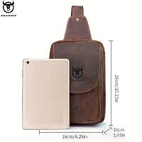 ราคา กระเป๋าคาดอกหนังแท้, BULLCAPTAIN, สำหรับผู้ชาย, สไตล์วินเทจ, ความจุขนาดใหญ่, กระเป๋าสะพายข้าง, หนังวัวชั้นบนสุด, สายสะพายไหล่ปรับได้, ปิดด้วยซิป, สไตล์ธุรกิจลำลอง, สีน้ำตาล (1734222887985973003)