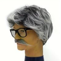 ราคา วิกผมผู้ชายสั้นตรงเฉียงสีเงินเทา แว่นตา หนวด วิกผมผู้ชายวัยกลางคนและผู้สูงอายุ ผมสั้น (1733781588017841216)