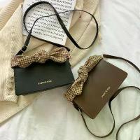 ราคา Jingpin & Bags กระเป๋าสี่เหลี่ยมเล็ก 2026 แฟชั่นวินเทจ ลายฮาวด์สทูธ โบว์ใหญ่ วัสดุหนัง PU คุณภาพสูง สายสะพายปรับได้ สำหรับฤดูใบไม้ผลิและฤดูร้อน shoulder bag กระเป๋าสะพายลิงกี้ (1734008553461220641)