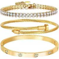 ราคา ชุดสร้อยข้อมือกำไลรัก ชุบทอง 18 K กำไลข้อมือกว้างยืดหยุ่น เหมาะสำหรับความรัก (1732136528998599446)