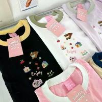 ราคา S363 เสื้อยืด oversize ผ้าคอตตอน คอสี ปัก บ้าน น้องหมา เค้ก enjoy ขายร้อน (1733903600017835290)