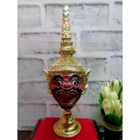 ราคา ♬หัวโขน สุครีพ ขนาดกลางกว้าง 4 นิ้ว พร้อมฐานปิดทอง เศียรครู เศียรเทพ ของที่ระลึก➳ (1733674831640889316)