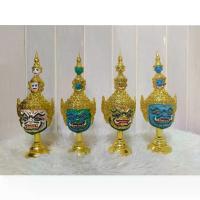 ราคา ➳หัวโขนเล็ก ตัวละครรามเกียรติ์ ยักษ์ ขนาดกว้าง 4 นิ้ว สูงรวมฐาน 10 นิ้ว เนื้อเรซิ่น ปิดทองเค พร้อมฐานปิดทอง ของที่ระลึก☉ (1733677894025381413)